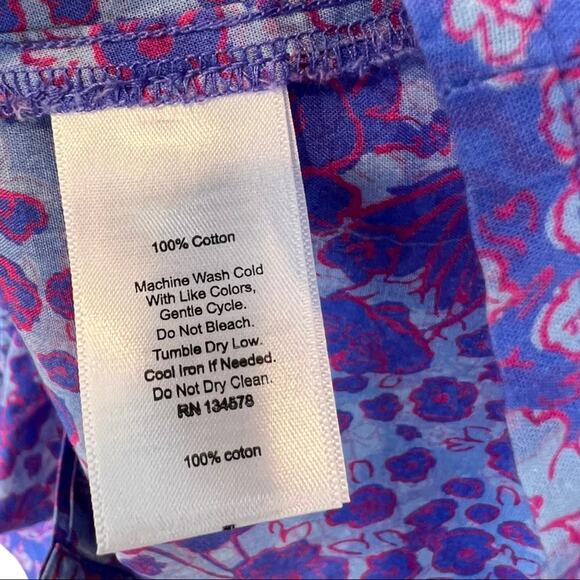 Vineyard Vines Floral Ruffle Button Front cotton Top Size 8 - Picture 13 of 13